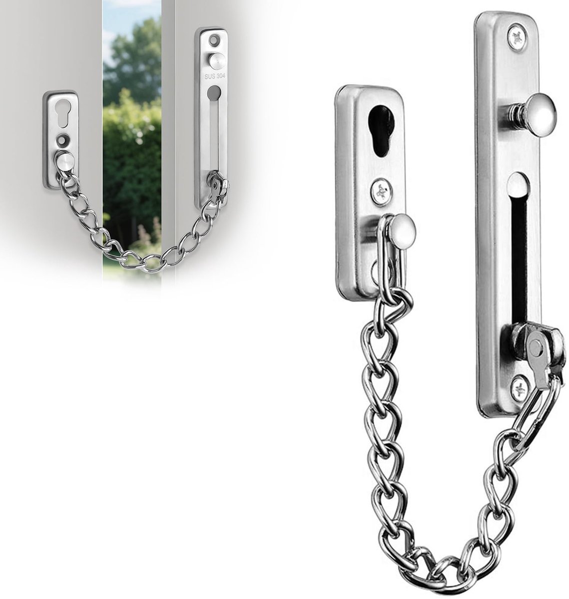 Dailygoods- Deurketting Roestvrij Staal Veiligheid - Deurslot Buitendeur - Deurketting Beveiliging - Deurslot met Schroeven - Veiligheidsdeurslot - Kinderen Beveiliging