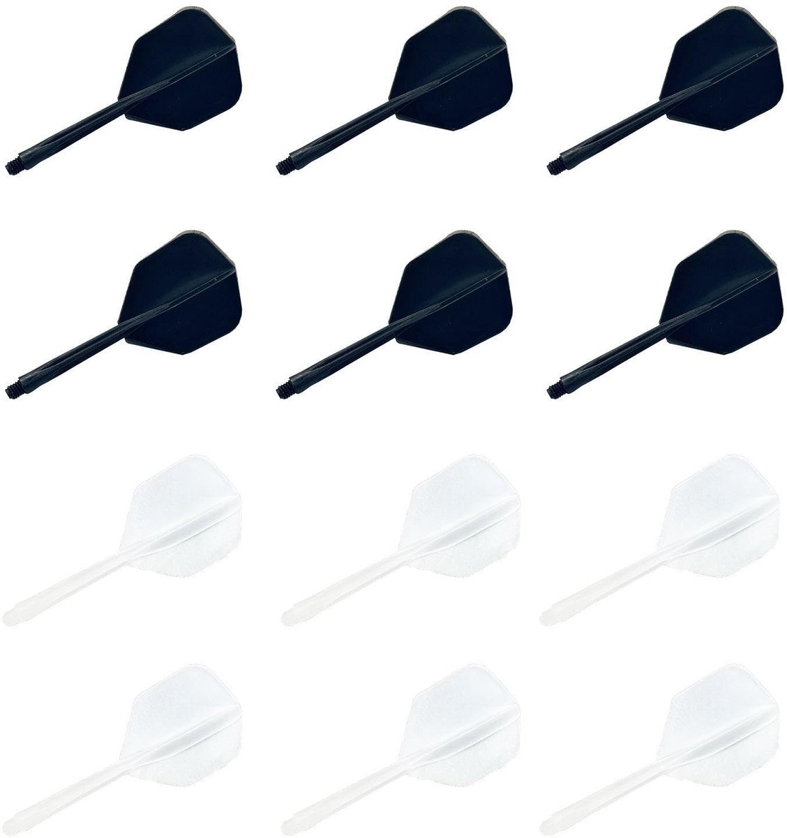 Dailygoods- Dart Tails 12 Stuks - Lichtgewicht - Antidart Vleugels - Transparant/Zwart - 8 cm - Duurzaam Plastic - Dart Fins