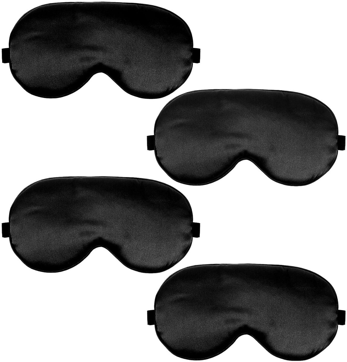 Dailygoods- Slaapoogmasker 4 Stuks - Verstelbaar Oogmasker - Lichtblokkerend Slaapmasker - Zijden Slaapmasker - Ademend Materiaal - Voor Yoga/Reizen