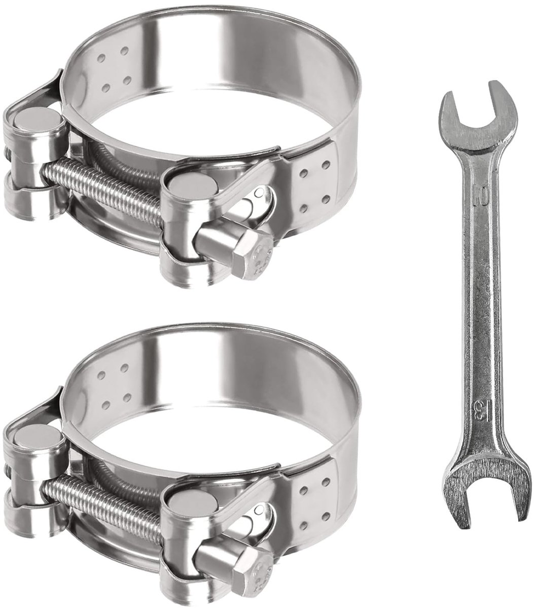 Dailygoods- Uitlaatklem 2 Stuks - Verstelbare Hinge Bolt Klem - Roestvrij Staal - Universele Slangklem - Vooruitlaat Systemen - Binnen diameter 48-51mm - Uitlaatbeugel