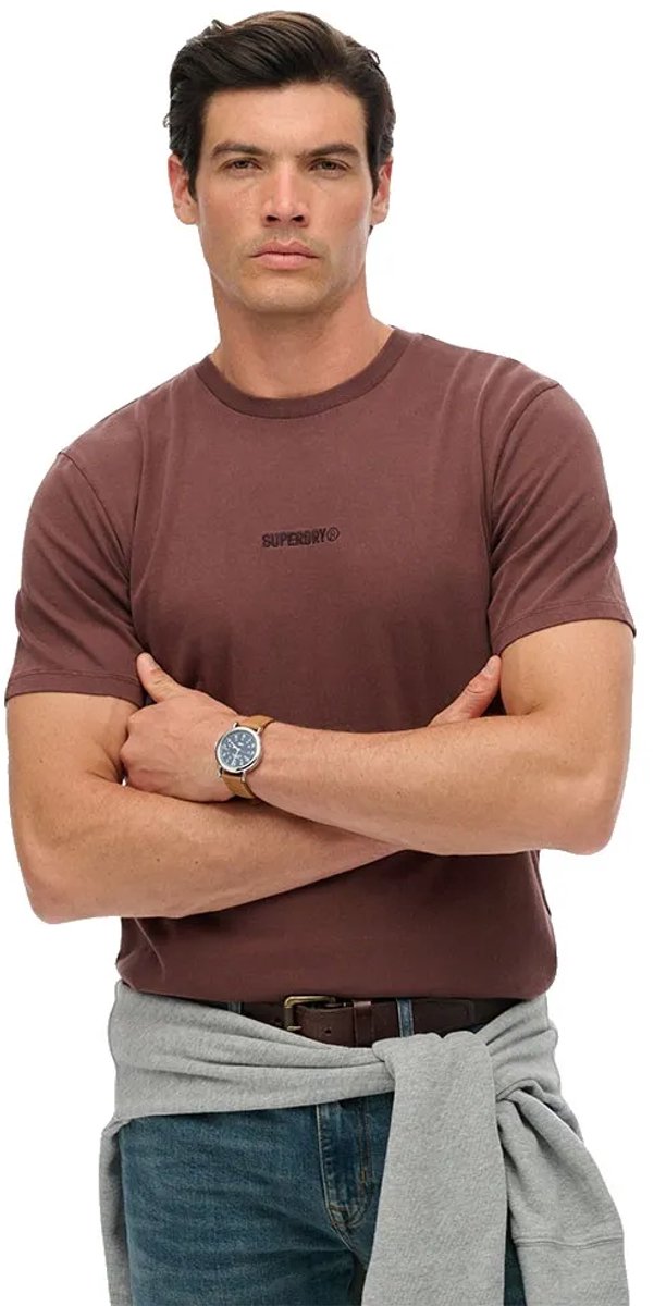 Superdry T-shirt met micrologo Heren T-shirts Bruin