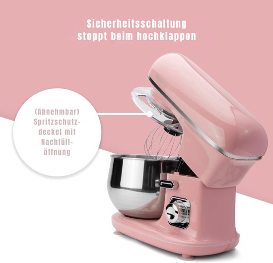 RUX® Mixer met mengkom - Mixer - Mixer met mengkom keukenmachine - Roze - 21cm x 35cm x 32cm van Merkloos — afbeelding 2