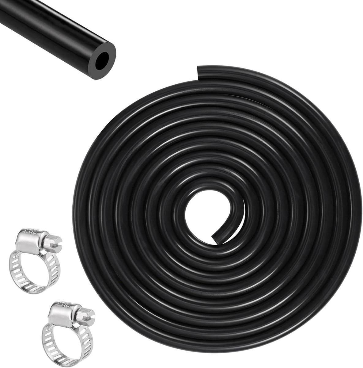 Hoogwaardige Flexibele Siliconen Slang van 3 Meter, OD 7mm, 110PSI Drukbestendig, Inclusief 2 Klemmen voor Lucht- en Wateroverdracht (ID 3mm)