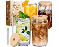 Montzys® Latte Macchiato Glazen - 4 Stuks - Koffie Drinkbeker 500ML - Koffiebeker - Cocktail & Ijskoffie Glas - Theemok - Inclusief Glazen Rietjes & Mixers