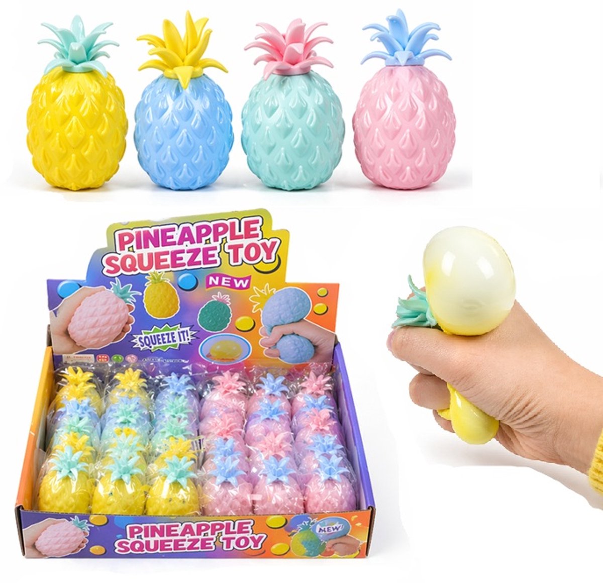 Ananas Squishy stressbal - 1 exemplaar - Langzaam Stijgende Deompressie Squishy Ananas Voor Kinderen En Volwassenen, Super Zachte Anti-Stress Knijpballen, Sensorisch Speelgoed Verlichten Spanning, Angst Verbeteren Focus