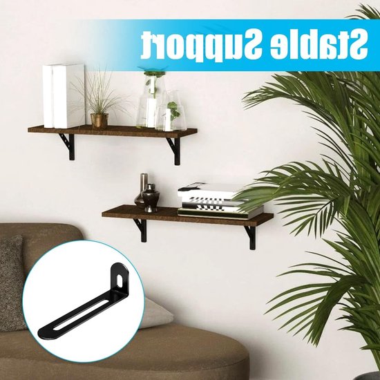 Set van 10 Hoekverbinders, 73×23.5×15mm Zwarte Verstelbare L-vormige Hoeksteunen voor Tafel, Stoel, Boekenkast en Kasten — afbeelding 4