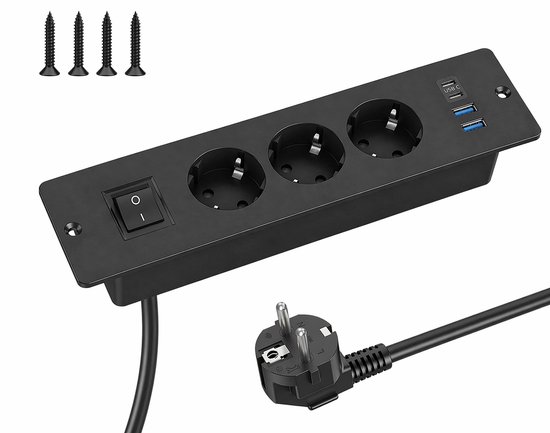 Otio-multiprise D angle 3p 16a 1p Latérale 2 Usb Parafoudre Précâblée