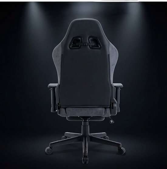 Gamingstoel met Massagefunctie, Ergonomische Bureaustoel met Imitatiebont Bekleding, Verstelbare Rugleuning 90-150°, Verstelbare Armleuningen, Voetensteun, Draaistoel, Comfort PC Stoel - Grijs - Mobili Bella van Merkloos — afbeelding 4