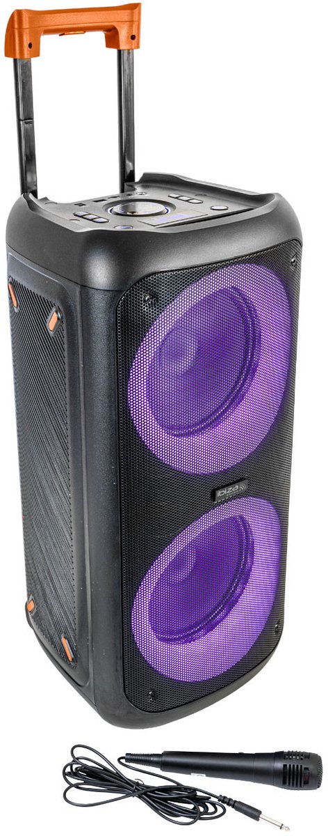 Ibiza - ERIS400 - Draagbare Bluetooth-luidspreker met batterij en LED - Trolley, TWS, USB, MicroSD, AUX met microfoon inbegrepen