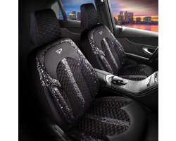 Stoelhoezenset Midnight Sparkle – personenauto – universeel – jacquard stof – glanzend design – luxe uitstraling – complete set