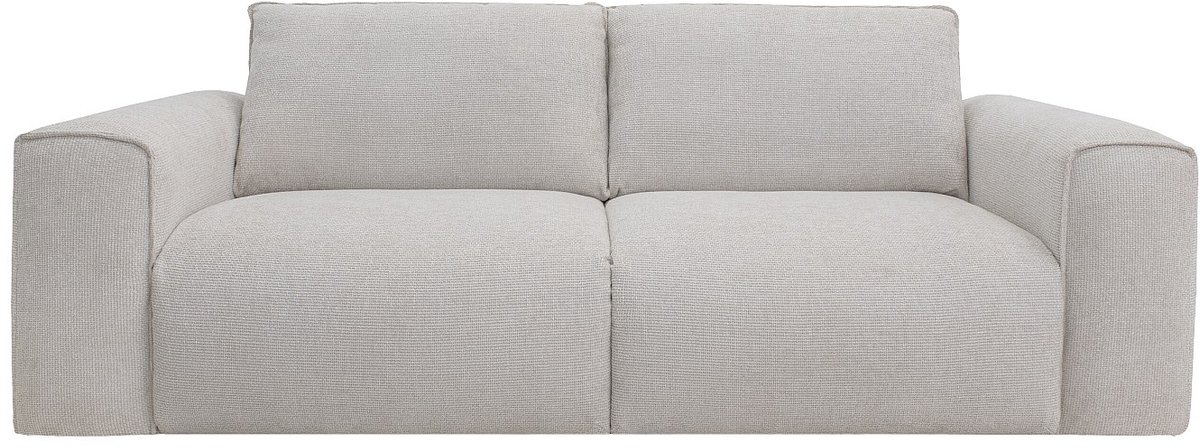 Vente-unique Driezitsslaapbank express in getextureerde beige stof - Slaapoppervlak 140 cm Matras 13 cm POGLO