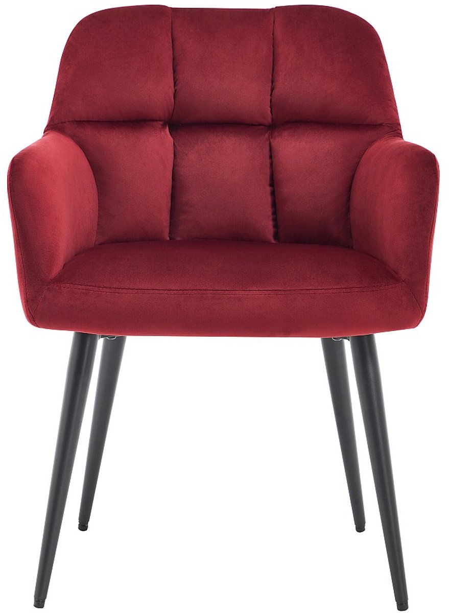 Vente-unique Set van 2 stoelen met armleuningen van fluweel en zwart metaal - Bordeaux - PEGA