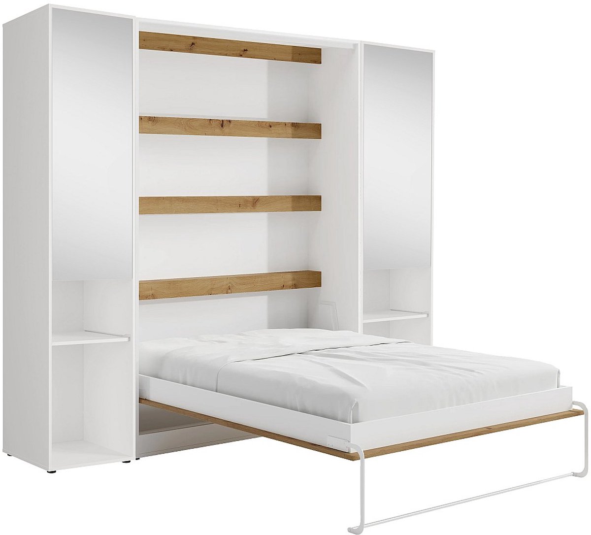 Vente-unique Bedkast hout natuurlijk licht, wit 160 x 200 cm