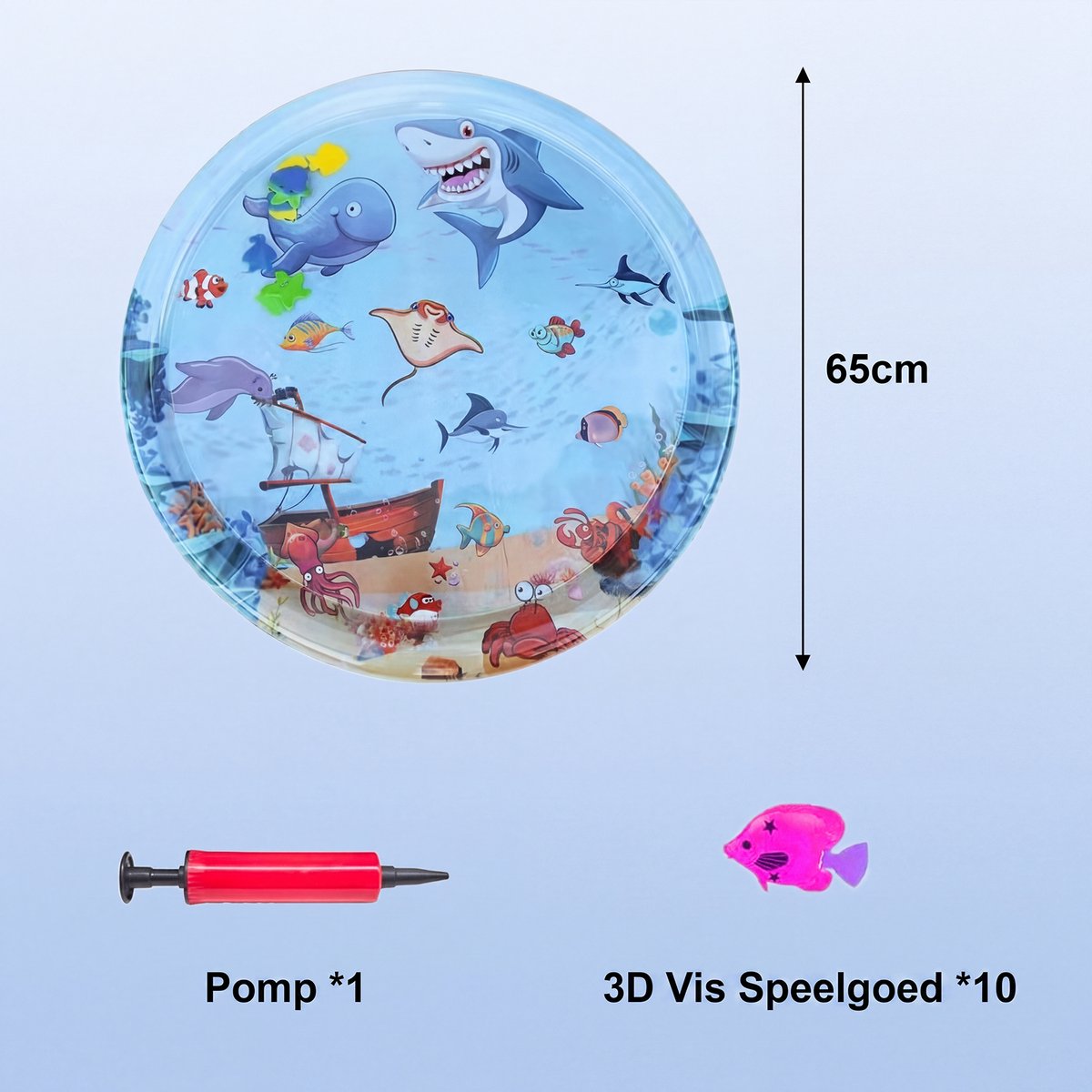 Water Speelmat Voor Kat En Hond Met Pomp - Opblaasbare Koelmat Met Water Sensor En Vis Motief - Duurzame PVC Katten Speelmat 65x65 cm - Interactieve Watermat Voor Huisdieren Voor Spelen Koelen En Sensorisch Vermaak thumbnail 3