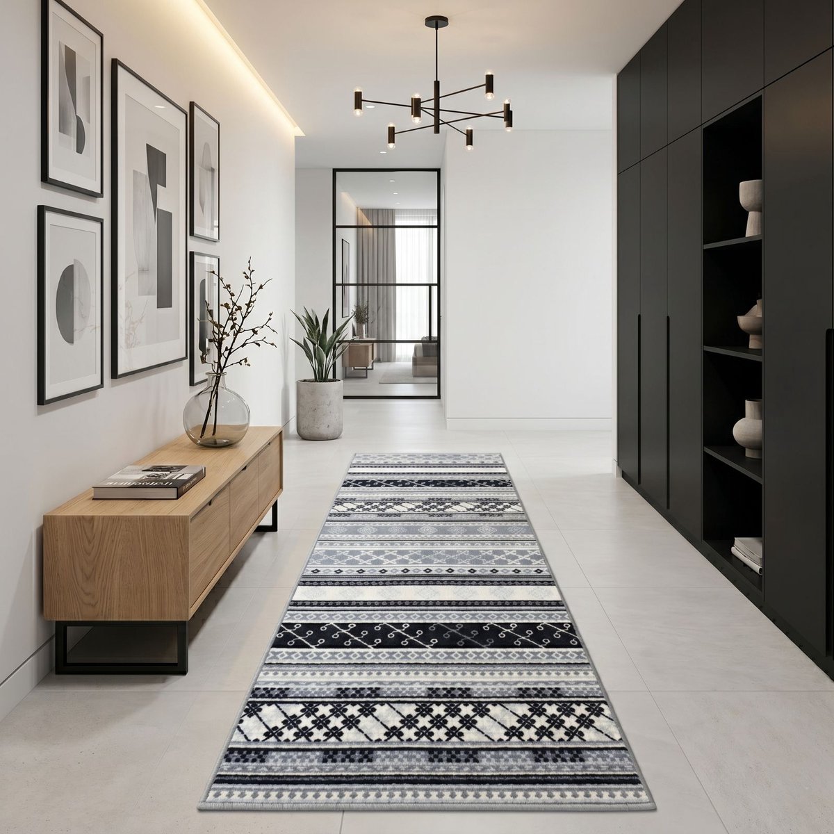 Floordirekt Tapijtloper Mykonos - Op Maat Gemaakte & Slipvaste Loper voor je huis - Geketend - 80 x 450 cm Grijs