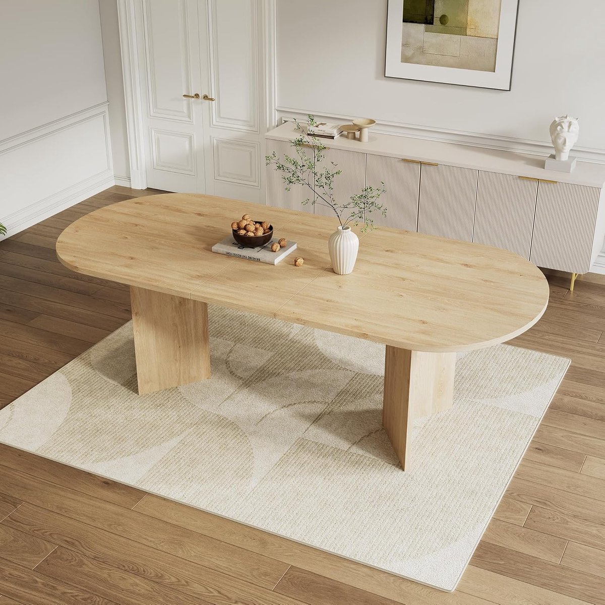 Eettafel Uittrekbaar Ovaal - Uitschuifbare Keukentafel voor 6-8 Personen Walnootkleur, Verdikt Tafelblad - 160/200x90x75,5 cm - Vermissen