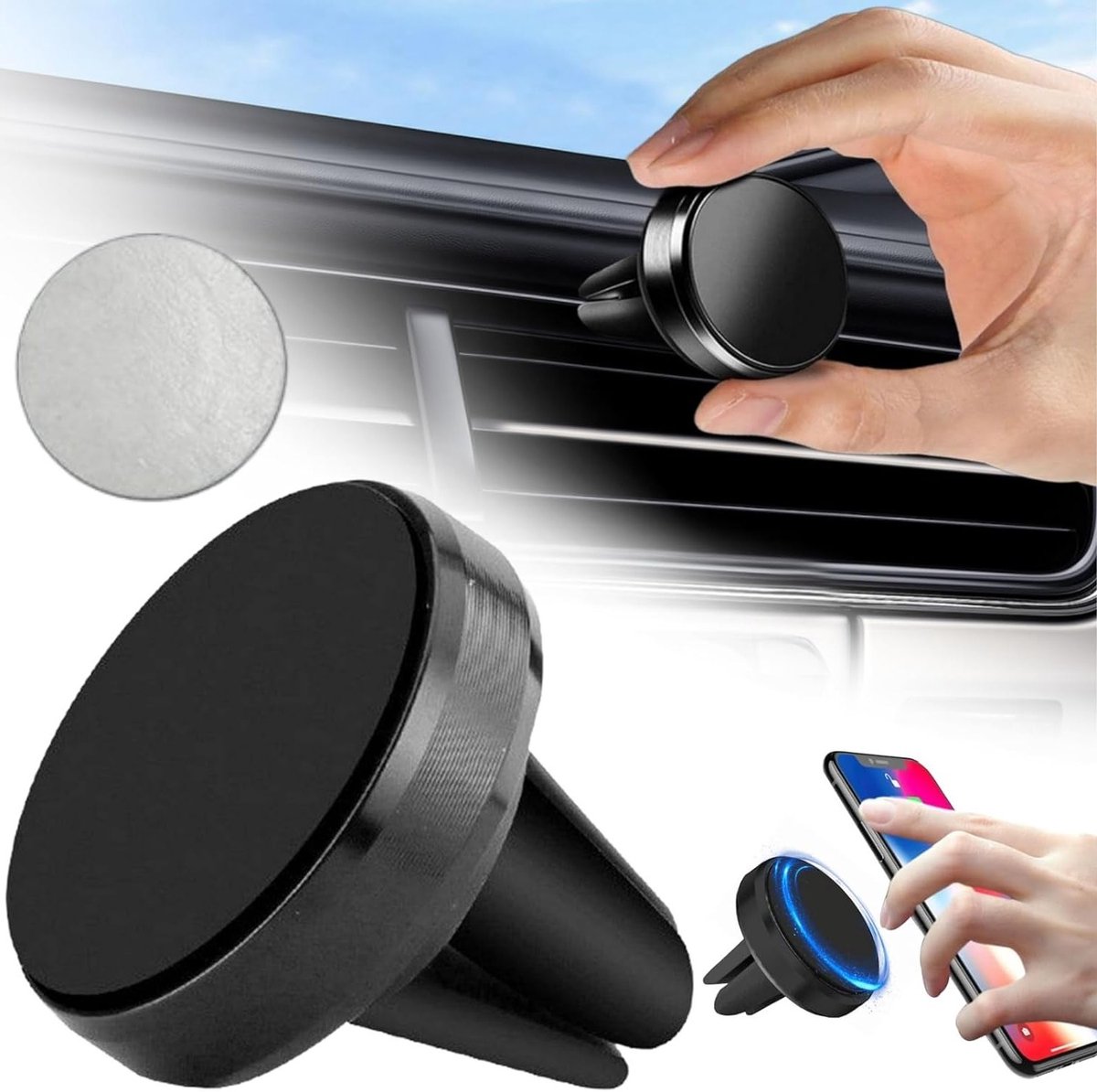 Stevige Magnetische Telefoonhouder voor Auto Ventilatie met Krachtige Magneten en Eenvoudige Installatie