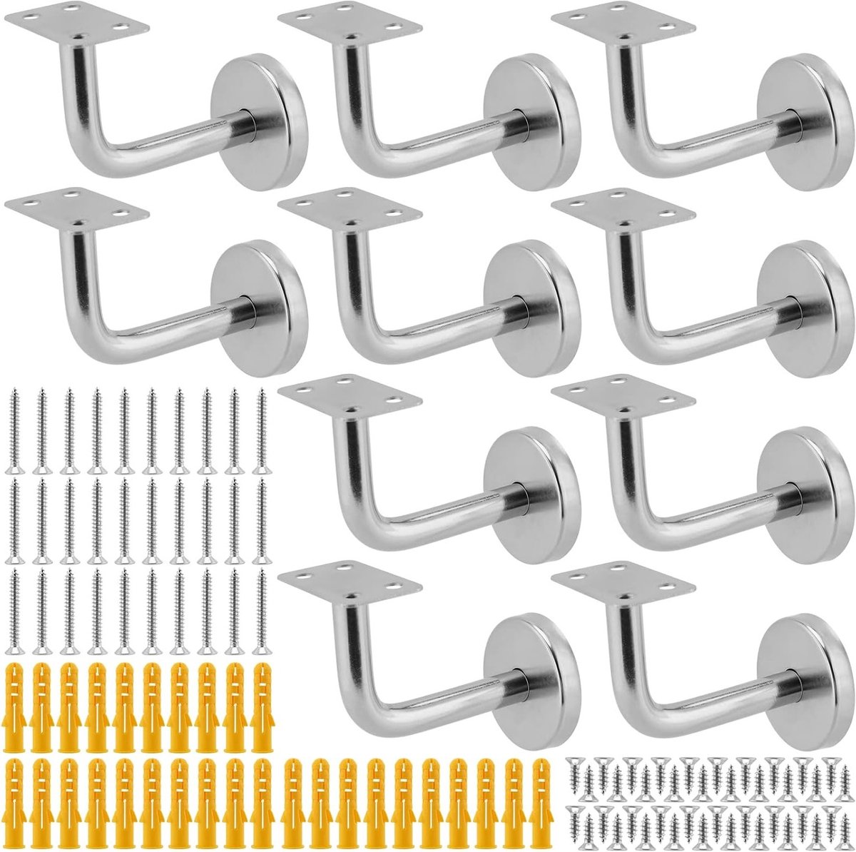 10 Stuk Railing Beugels voor Trappen, RVS Handrail Beugels, Stevige Wandmontage Beugels voor Trapleuningen, Duurzaam en Betrouwbaar