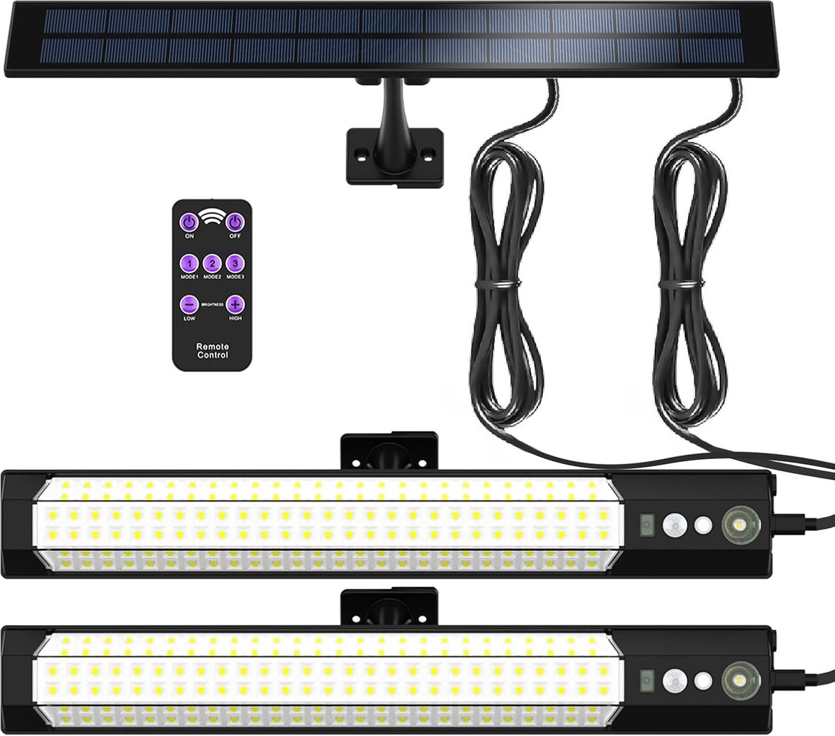 KZQ Zonne Sensorlamp Voor Buiten Met Hoge Heldere Verlichting En Bewegingsmelder - Afneembare Handlamp Met Apart Zonnepaneel - Veiligheidslamp Voor Overkapping Garage En Tuin