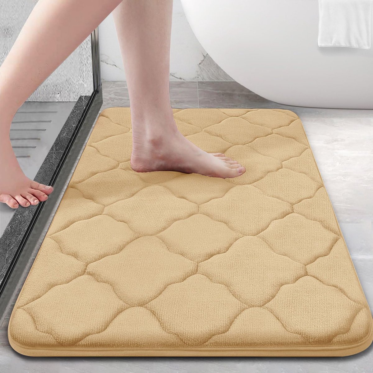 Homaxy Badkamermat - Antislip Badmat - Douchemat - Memory Foam Absorberende Douchemat- 61x90cm - Beige Productinformatie