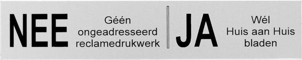 NEE JA Sticker Brievenbus - Brievenbussticker nee ja aluminium bordje zwart - 125 mm x 25 mm x 0,5 mm