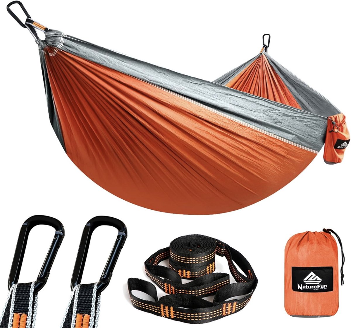 Naturefun reis- en campinghangmat, ultralicht, draagvermogen 300 kg, ademend, sneldrogend parachute-nylon, voor binnen en buiten, tuin