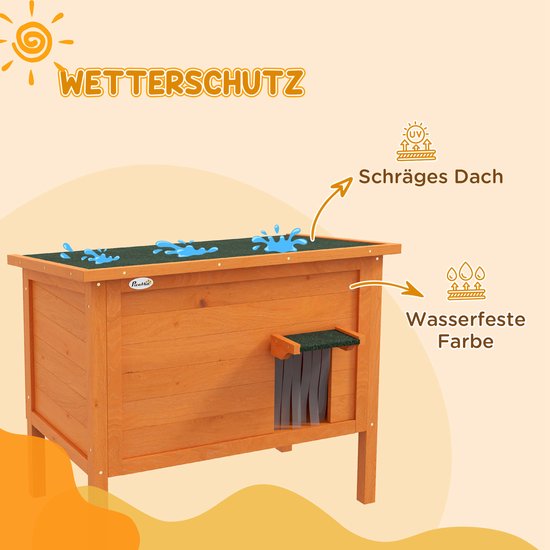 Informatieve afbeelding over het weerbestendige ontwerp met schuin dak en waterbestendige verf.