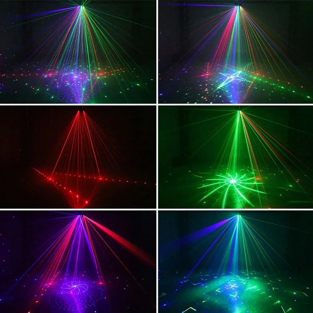 Flolife - 21-Gaats RGB Party Laserlicht met UV LED Strobe – DMX DJ Disco Projector met Geluidssensor voor Feest, Bruiloft & Podium – foto 4