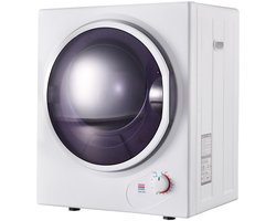 Mini wasdroger-Luchtafvoerdroger – Compact En Stil – 2,5 Kg – 1350W afvoerdroger-Staal – Wit – Wandmontage Of Vrijstaand Voor Kleine Ruimtes Met Timer En Dubbel Filter