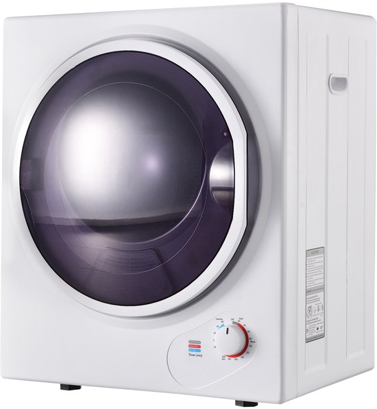 Mini wasdroger-Luchtafvoerdroger – Compact En Stil – 2,5 Kg – 1350W afvoerdroger-Staal – Wit – Wandmontage Of Vrijstaand Voor Kleine Ruimtes Met Timer En Dubbel Filter