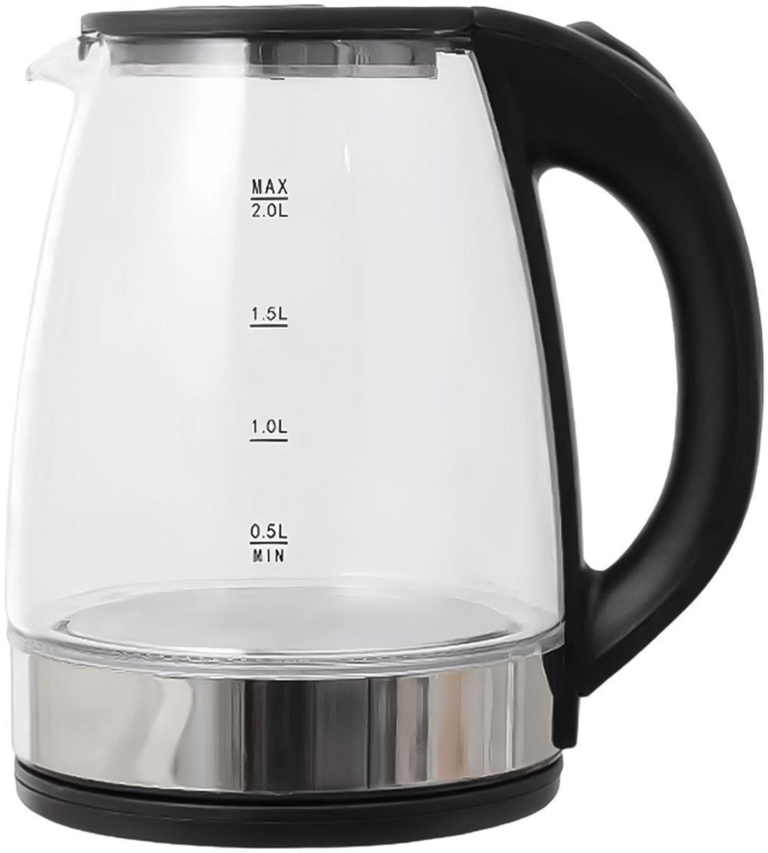 Glazen Waterkoker - 2 Liter - Blauw LED Verlichting - 1500 Watt - RVS