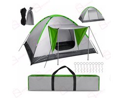 4-Persoons Camping Tent Montana – Waterdicht 5000mm met Luifel & Muskietennet – Lichtgewicht Koepeltent – familie tent – Inclusief Draagtas – 200 x 200 x 110 cm – 50078