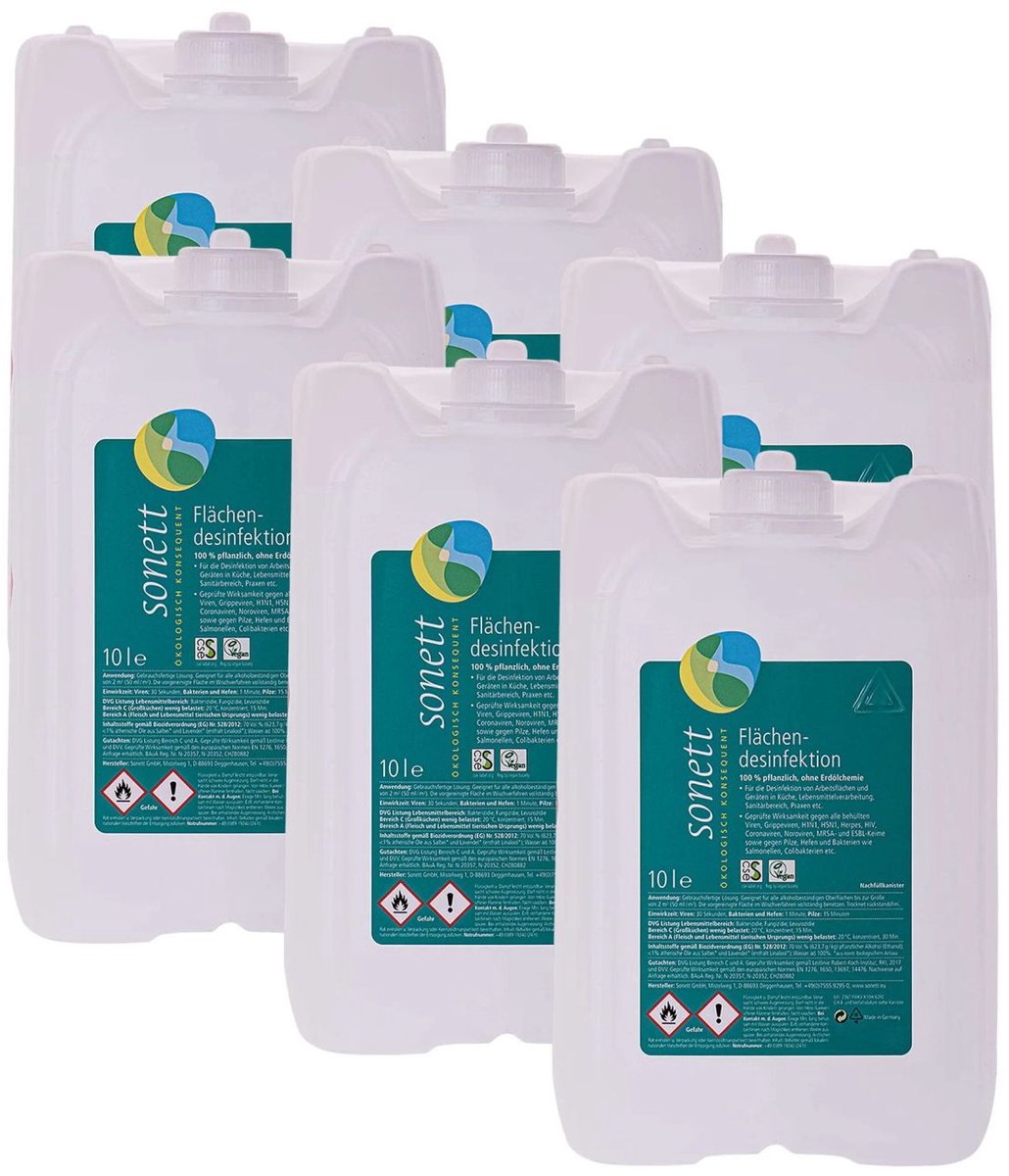 Desinfectiemiddel oppervlakken 6 x 10 liter, Oppervlakte desinfectie, Desinfectie vloeistof oppervlakken