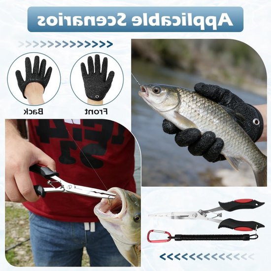 Multifunctionele 4-delige Vistang Set met Haakverwijderaar, Lijnsnijder en Snijvaste Handschoenen voor Zee- en Zoetwatervissen, Ideaal voor Vissers en Outdoor Avonturen — afbeelding 4