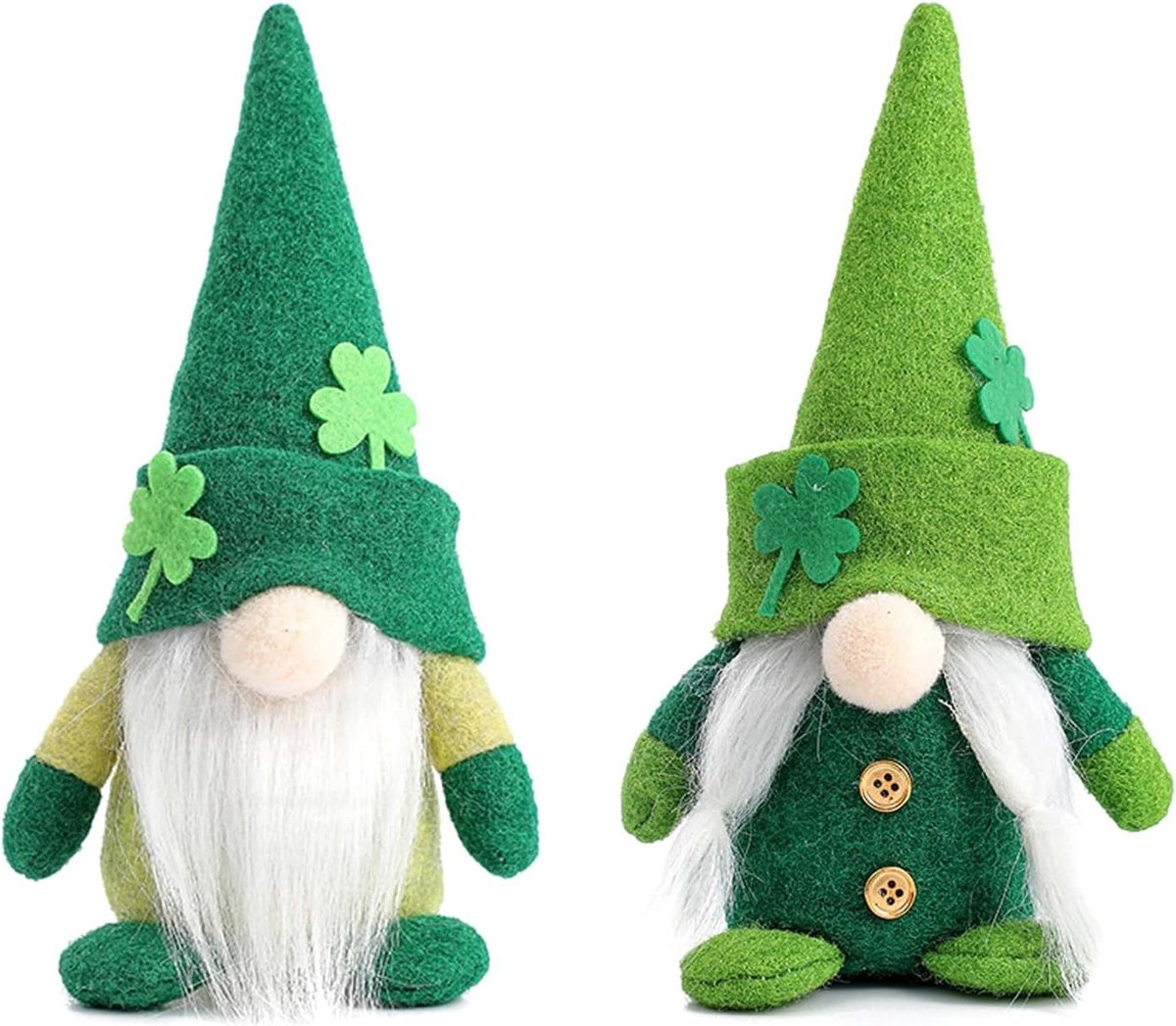 St. Patrick's Day Gnome Set van 2 - Lente Decoratie met Groene Kabouters en Klavertje Vier voor Kinderen en Feestdagen in Huis
