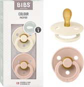 BIBS - Sucette Color - Symétrique - Ivoire/ Blush - 0-6 mois - Pack duo