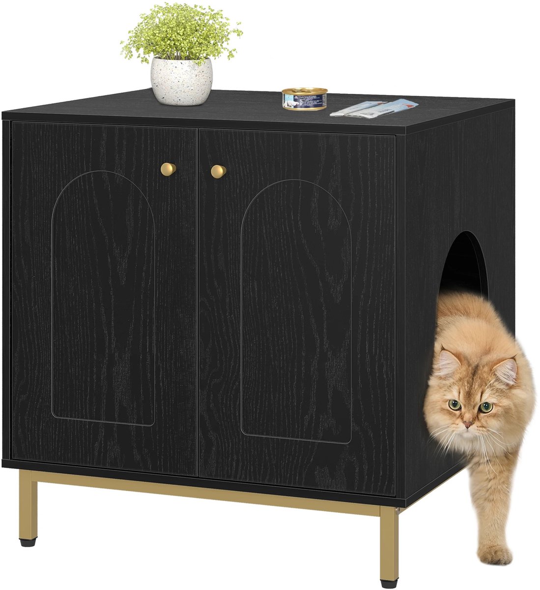 TamTrade Kattenkast - Kattenkast voor kattenbak - Kattenbak Ombouw - Geur- en rommelreductie - Sterke draagkracht - Zwart van Merkloos / Sans marque