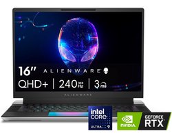 Alienware X16 R2 Gaming Laptop - 16 inch QHD+ 240Hz 3ms scherm, Intel Core Ultra 9-185H, 32GB LPDDR5X RAM, 1TB SSD, NVIDIA GeForce RTX 4080 12 GB GDDR6, Windows 11 Home, Onsite Service - Lunar Silver