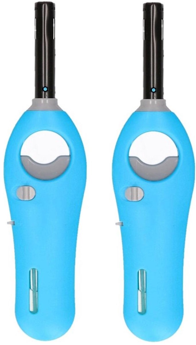 Gasaansteker - 2x - blauw - 18,5 cm - aansteker met kinderslot