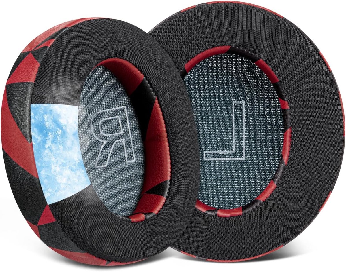 Vervangende Cooling Gel Oorkussens voor Headphones, Geluidsisolatie en Comfort met IJszijde Stof en Hoge Dichtheid - Rood Storm