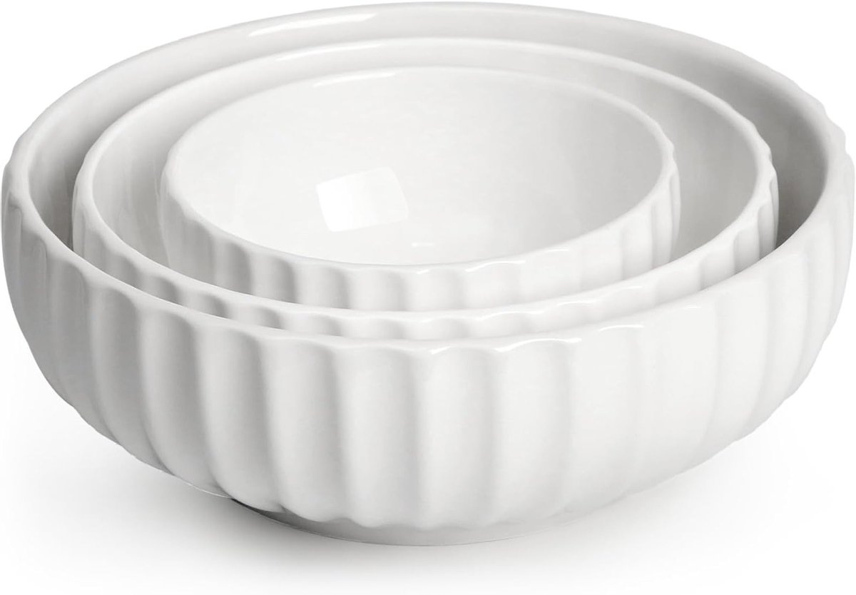 Set van 3 Keramische Slakommen - Voor Fruit, Pasta en Salades