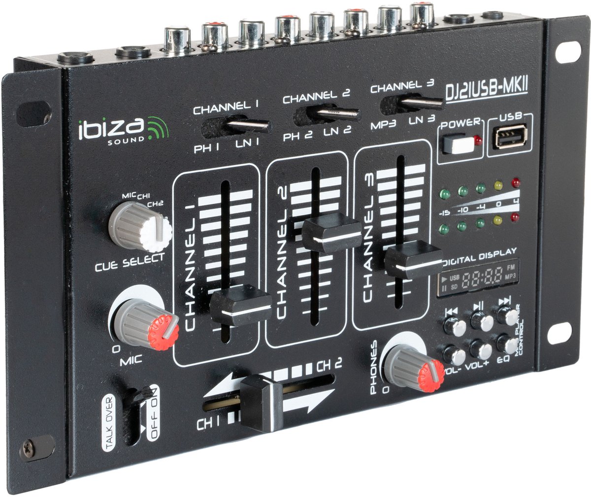 IBIZA Sound DJ21USB-MKII - 4-Kanalen / 7-Ingangen Mengpaneel