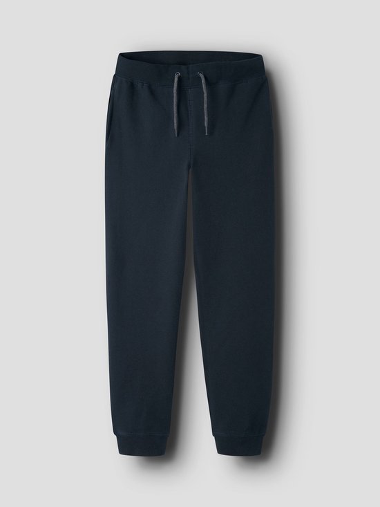 Navy joggingbroek met grijze veterdetails.