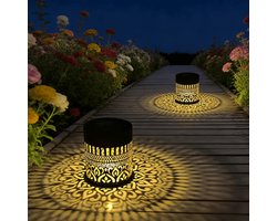 2-delige, op zonne-energie werkende mandala-wandlamp, projectiebloemwandlamp, sfeerverlichting geschikt voor Halloween, Thanksgiving en kerstfeesten, tuindecoratie geschikt voor alle seizoenen, landschapsarchitectuur