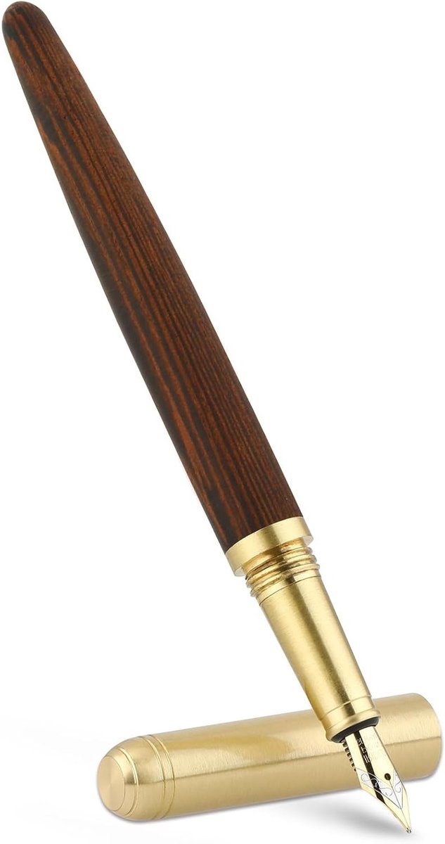 Handgemaakte Houten Vulpen, Vintage Luxe Pen met 0.5mm Fijne Punt, Perfect voor Schrijven, Calligrafie en Cadeaus