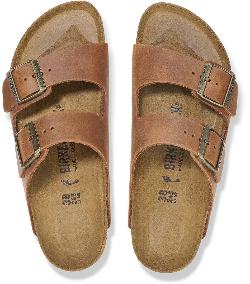 Birkenstock Arizona Slippers Cognac Narrow Fit – Heren Bruin