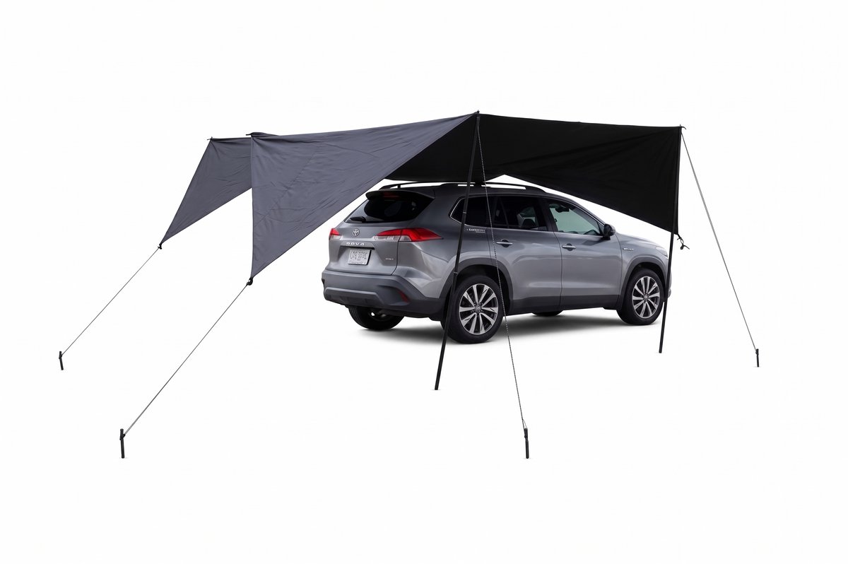 NordHaus Auto luifel - Autoluifel SUV/Bus/Truck - Waterdicht UV- en Windbestendig - Telescopische Palen -8M2 - Zuignappen en Accessoires pakket