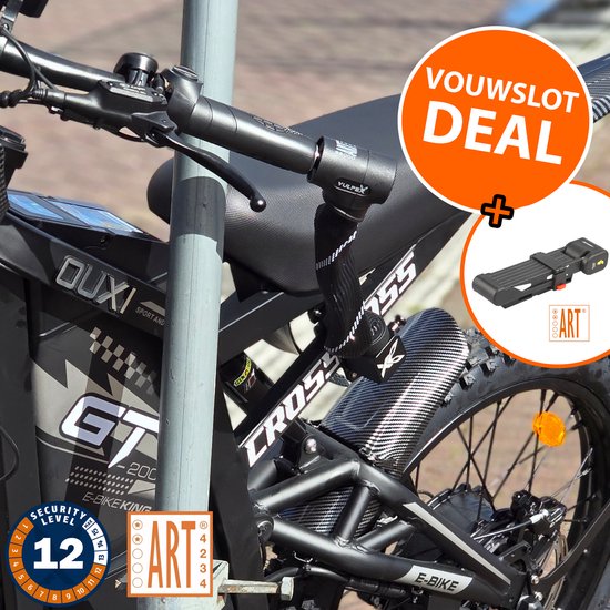 Fatbike slot set ART 2 kettingslot + vouwslot inclusief thuisanker voor maximale diefstalbeveiliging