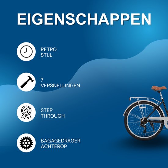 Dames strandcruiserfiets - Voor volwassenen - 7-speed, step-through frame, bagagedrager - Zwart, 66 cm — afbeelding 2