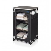 Tristar Campingkast Inklapbaar – Aluminium Frame – 3 Lagen – Verstelbare Poten – Zijvakken – Inclusief Draagtas – Zwart - CU-0809